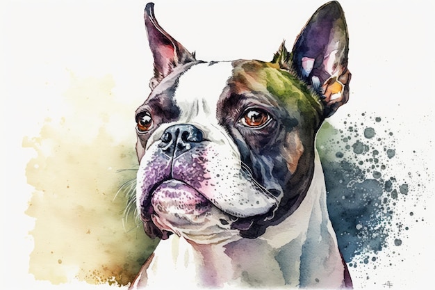 Boston Terrier 082 in watercolor