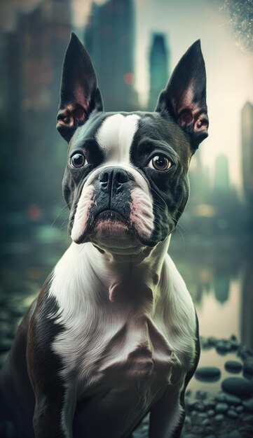 Photo boston terrier dog