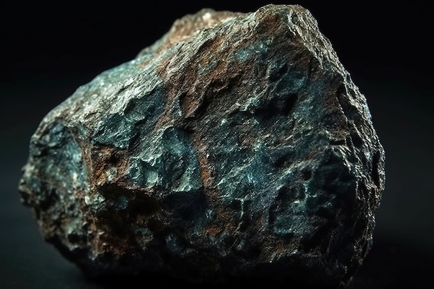 Botallacite is een zeldzame kostbare natuursteen op een zwarte achtergrond die door AI is gegenereerd.