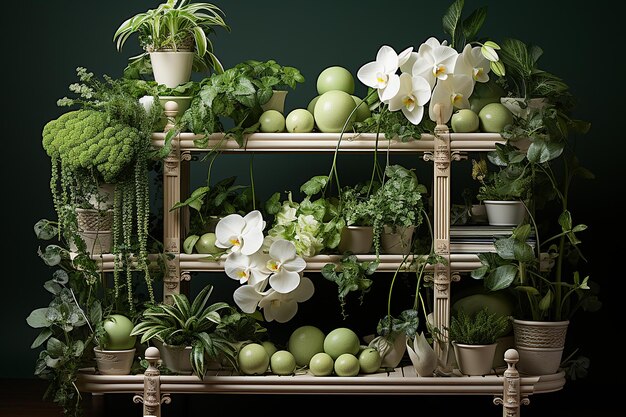 Photo botanic elegance white plant rack decoration