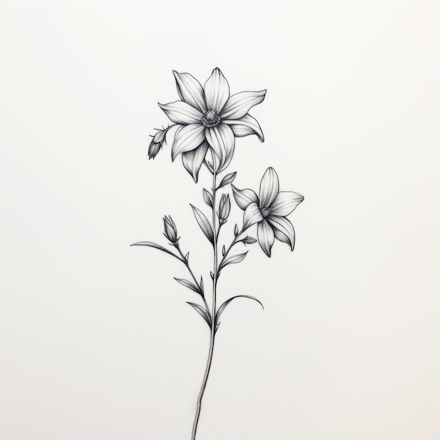 Photo botanical abundance lily tattoo on white background with ominous vibe