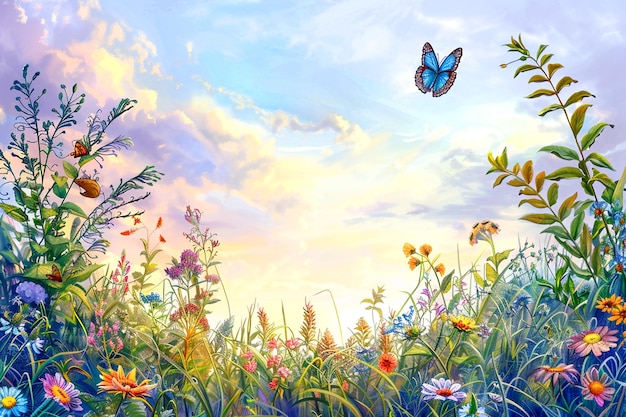 Botanical beautiful watercolor flower background