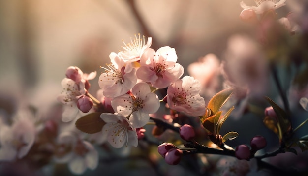 自然の植物の美しさ AI によって生成された新鮮なピンクの花