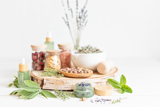 Botanical blends herbs essencial oils for naturopathy