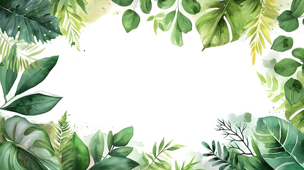 사진 식물적 인 경계 수채화 프레임 템플릿