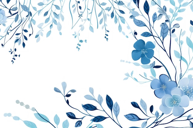 Botanical Elegance Blue Abstract Foliage Illustration on a Background Canvas Generative AI