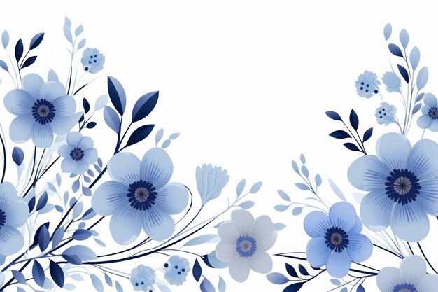 Botanical Elegance Blue Abstract Foliage Illustration on a Background Canvas Generative AI