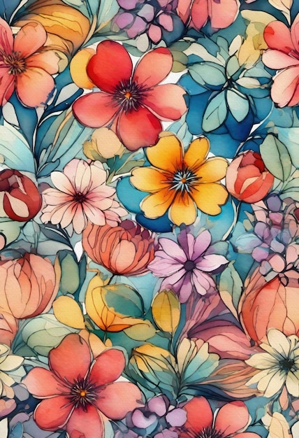Ботанический цветочный узор на ткани с красочным узором