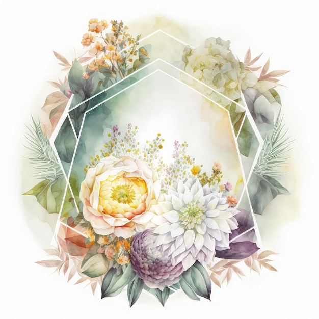 Botanical flower frame background for your greeting generative ai