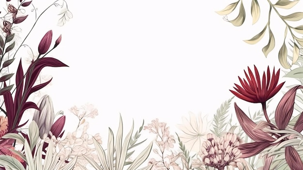 Botanical flower pattern background generative ai