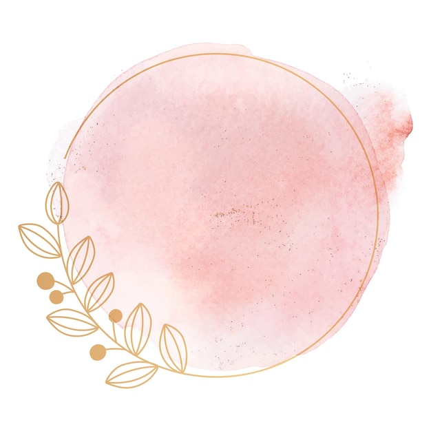 botanical frame png ornament in pink watercolor style