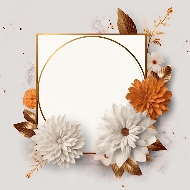 Botanical Frame with Oval Mirror and Floral Design