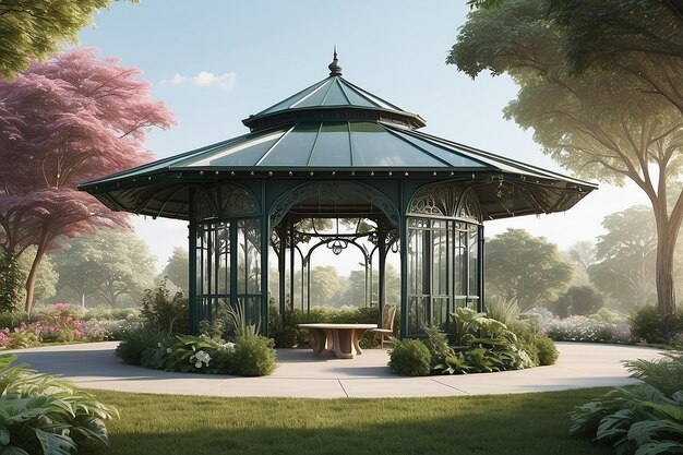Фото Мокет ботанического сада с пустым пространством для размещения вашего дизайна