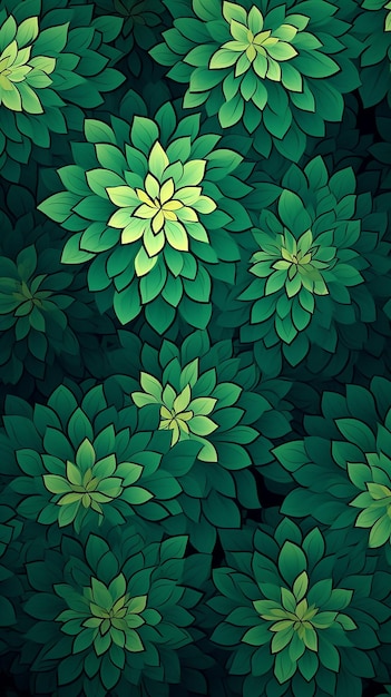 Botanical Harmony Green Flowers Garden Pattern Background Generative AI