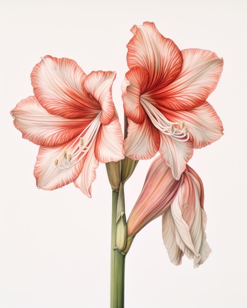 Botanical illustration of an Amaryllis Flower