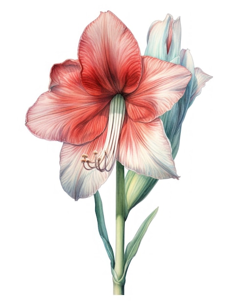 Botanical illustration of an Amaryllis Flower