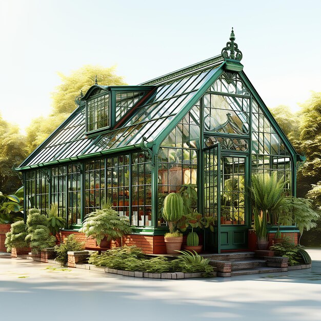 Photo botanical illustration on the glass house