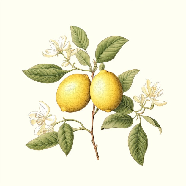 Photo botanical illustration lemon