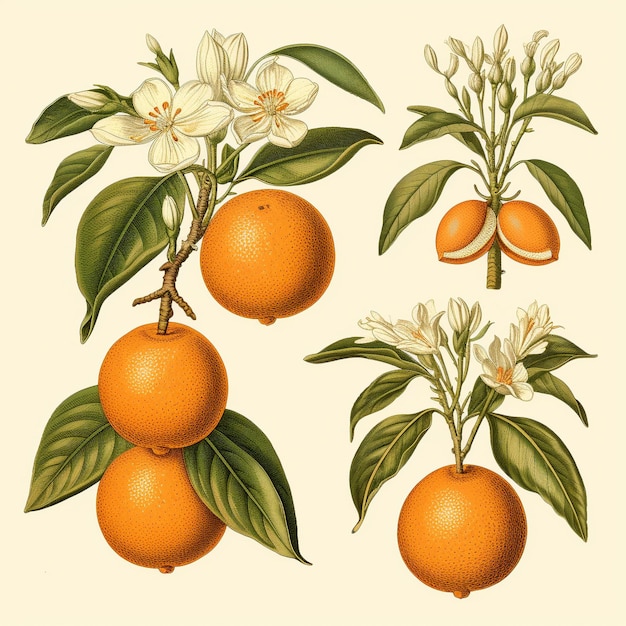 사진 식물학적 일러스트레이션 오렌지