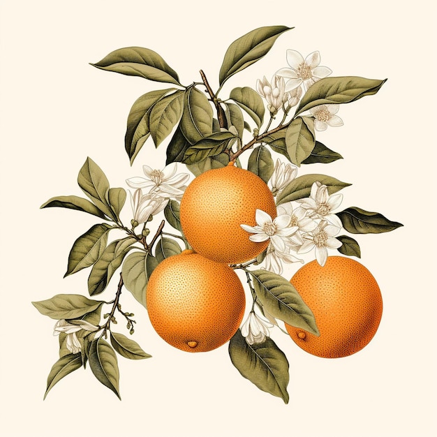 Photo botanical illustration orange