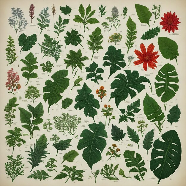 Botanical illustrations and background