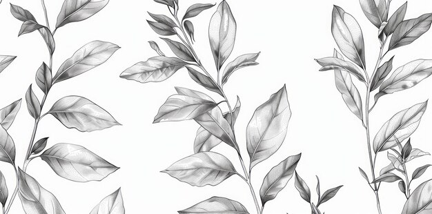 Foto illustrazioni botaniche disegnate a mano con dettagli accattivanti su sfondo bianco eleganza naturale raffigurata