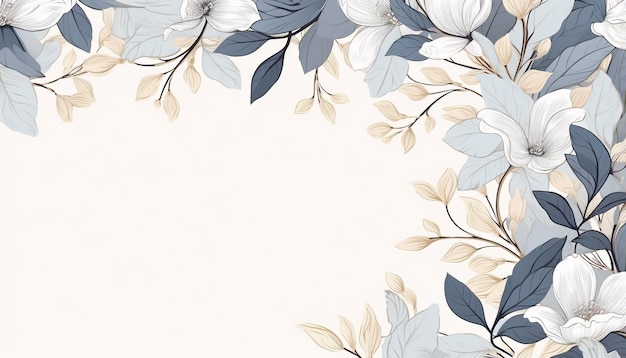 Photo botanical line background with flowers