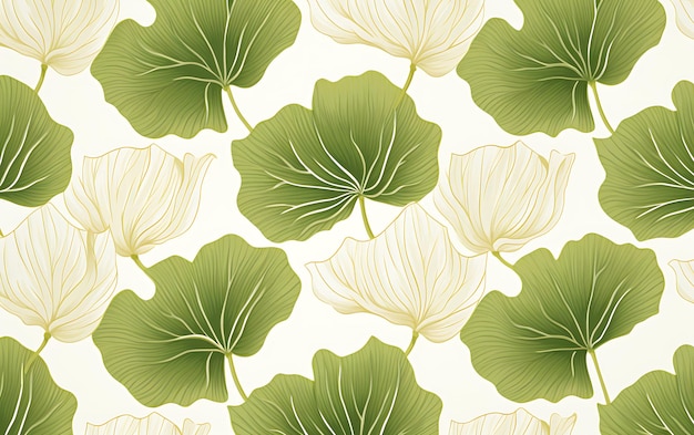 Botanical lotus leaf line art wallpaper background