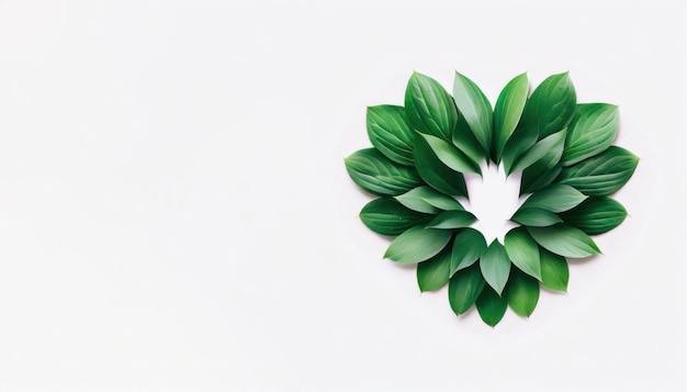 Botanical Love Green Leaf Heart on White Background Generative AI