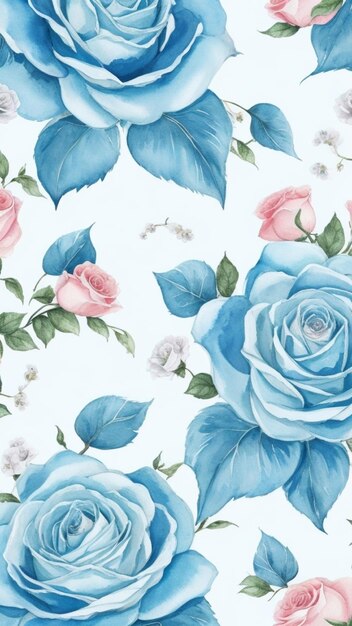 Botanical Patterns Baby Blue and Baby Pink Roses