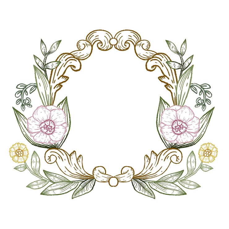 Photo botanical png frame flower illustration transparent background
