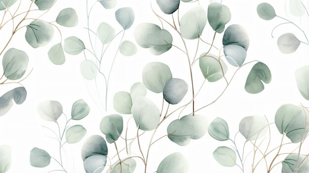 Фото Ботанический бесшовный рисунок с винтажным графическим серебром