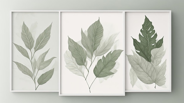 Photo botanical serenity doodle art collection for wall decor