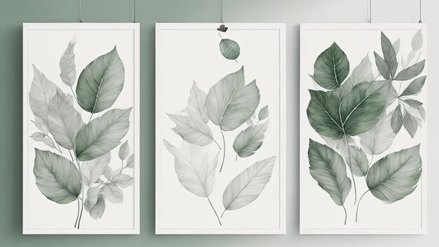 Photo botanical serenity doodle art collection for wall decor