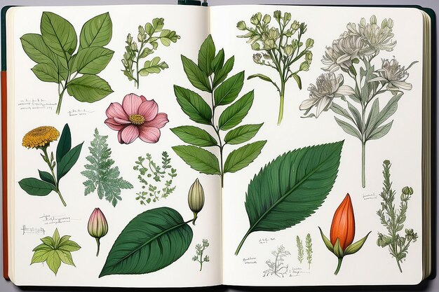 Photo botanical sketchbook page