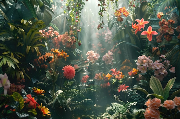 Ботанический гобелен - богатое и текстурированное цветочное изображение, создающее захватывающую природную среду