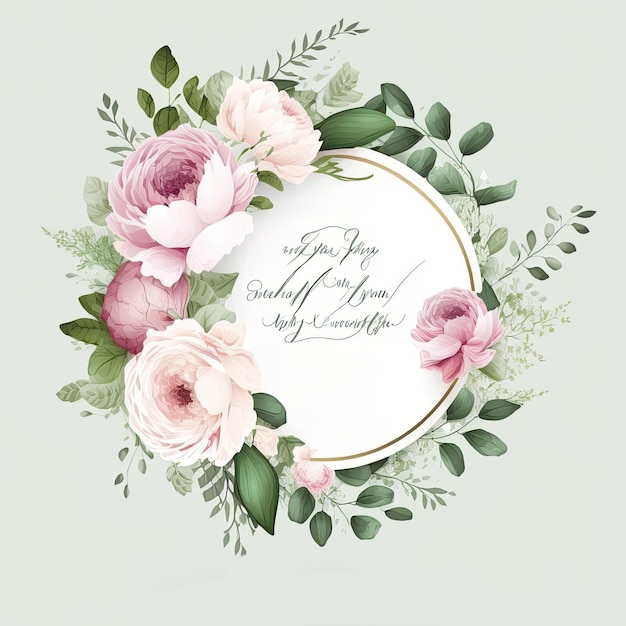 Botanical watercolor design with flowers and leaves