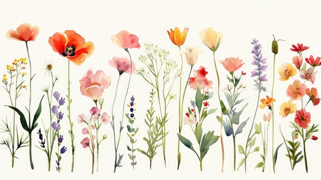 Photo botanical watercolor flowres