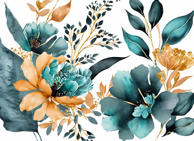 Botanical watercolor wallpaper flowers painting
