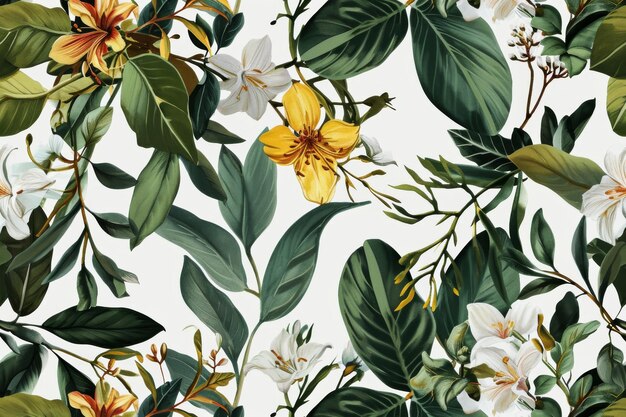 botanisch patroon voor doek op witte achtergrond gegenereerd door AI