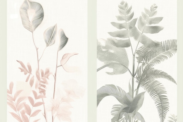 botanische achtergrond in pastelkleuren