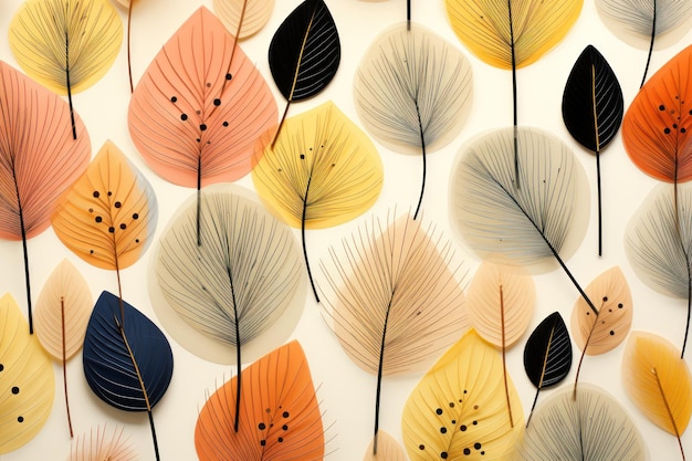 Botanische elegantie abstracte bladillustratie op een achtergronddoek Generatieve AI