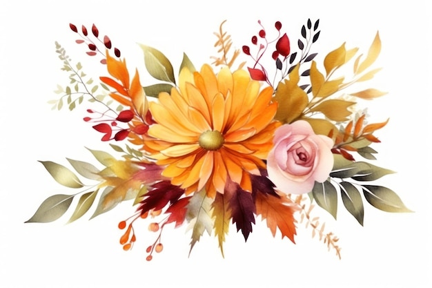 Botanische elegantie Herfstbladeren abstracte bladillustratie op een achtergronddoek Generatieve AI