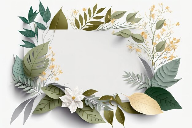 botanische elementdecoratie met blanco vel papier