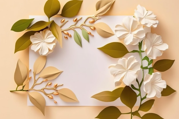 botanische elementdecoratie met blanco vel papier