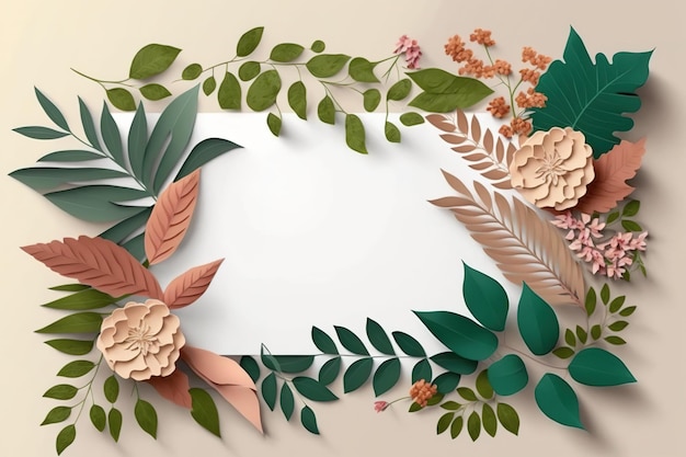 botanische elementdecoratie met blanco vel papier