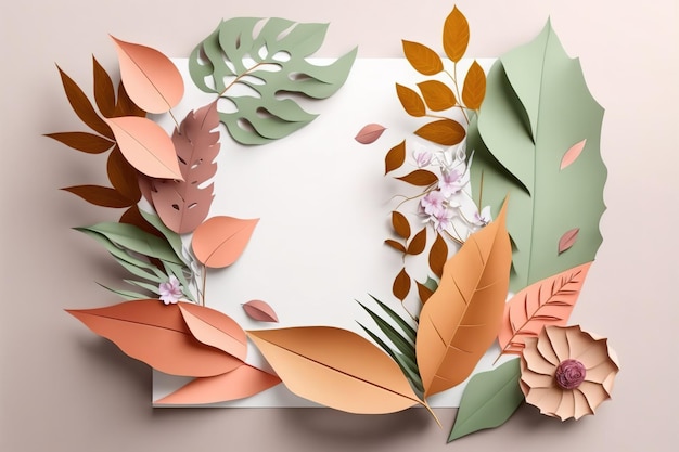 botanische elementdecoratie met blanco vel papier