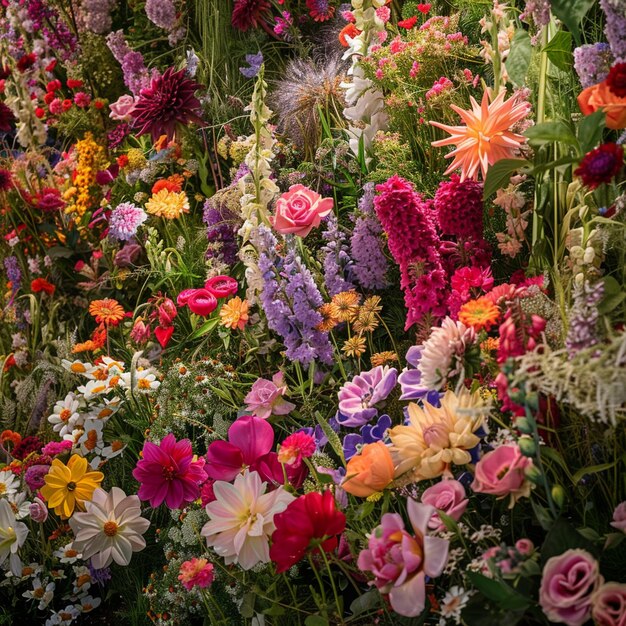 Botanische tentoonstellingen op de Chelsea Flower Show Bloemenarrangementen in gras