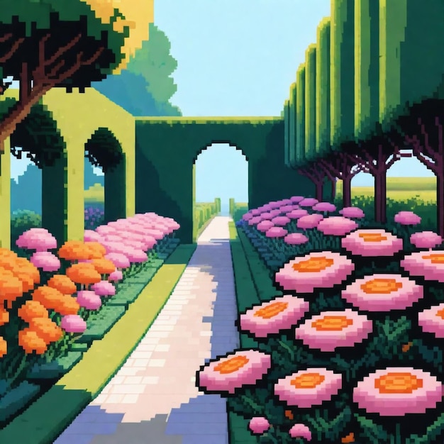 Botanische tuin Pixel Art