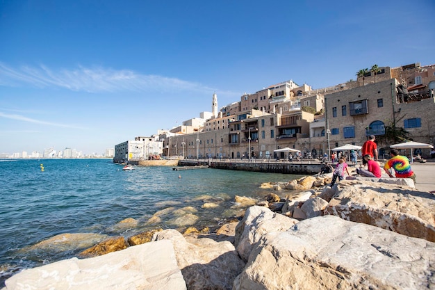 Boten in de haven van Jaffa, de oude stad in Tel Aviv, Israël